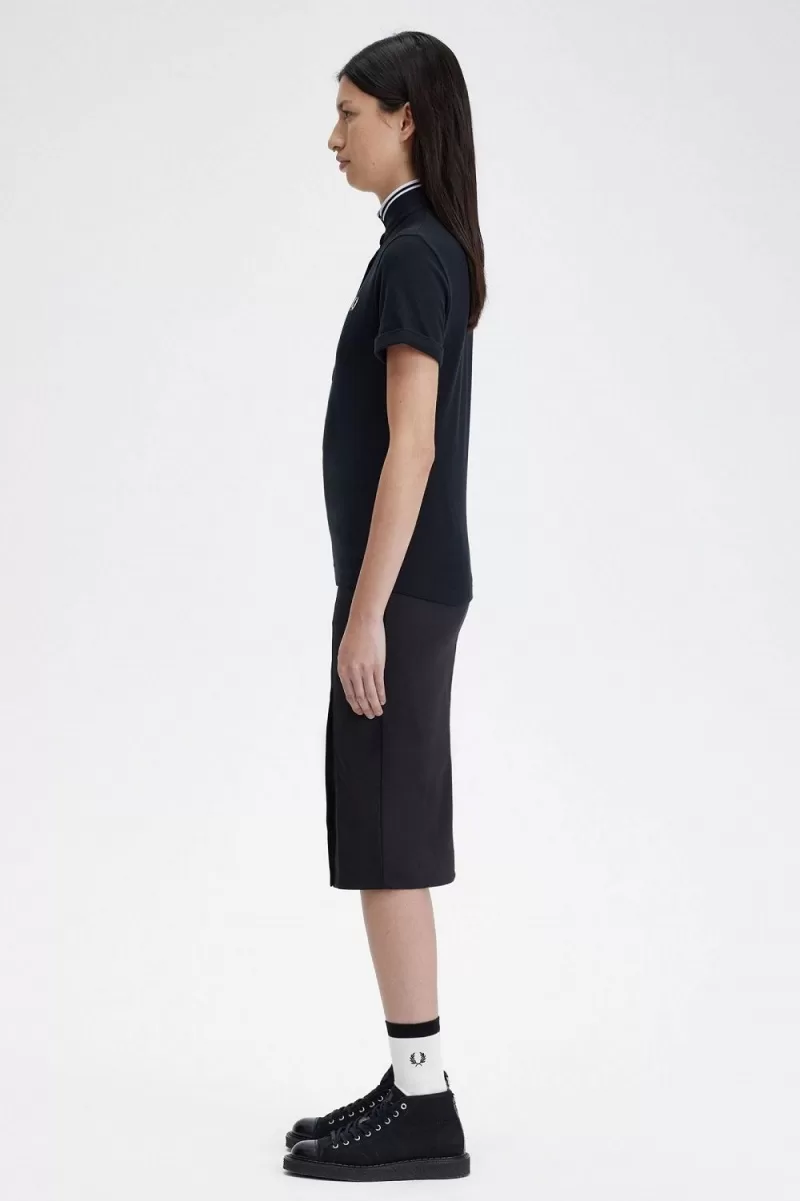 Fred Perry Amy Womens Polo Shirt Black   1086 1 ZOOM 1 - Fred Perry Amy Women's Polo Shirt Black OABTZ6572