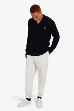 Fred Perry Cable Knit V Neck Men’s Jumper Black GYZEO0143