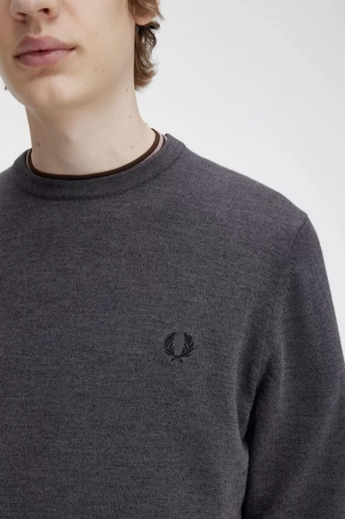 Fred Perry Classic Crew Neck Men’s Jumper Dark Grey Marl ARXDU3759