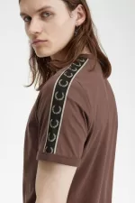 Fred Perry Contrast Tape Ringer Men’s T-Shirt Dark Red Warm Grey YJOEB7359