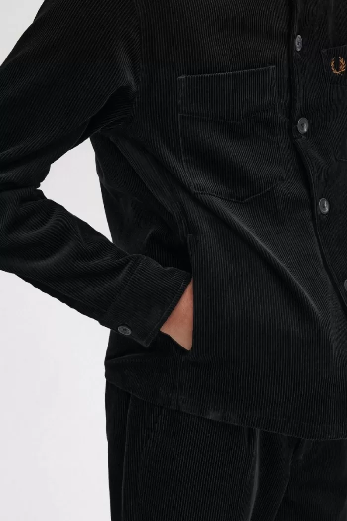 Fred Perry Cord Men’s Shirt Black ZLURK1798
