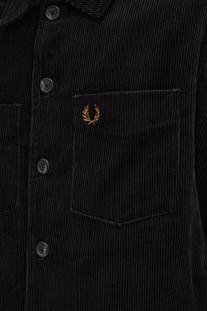 Fred Perry Cord Men’s Shirt Black ZLURK1798