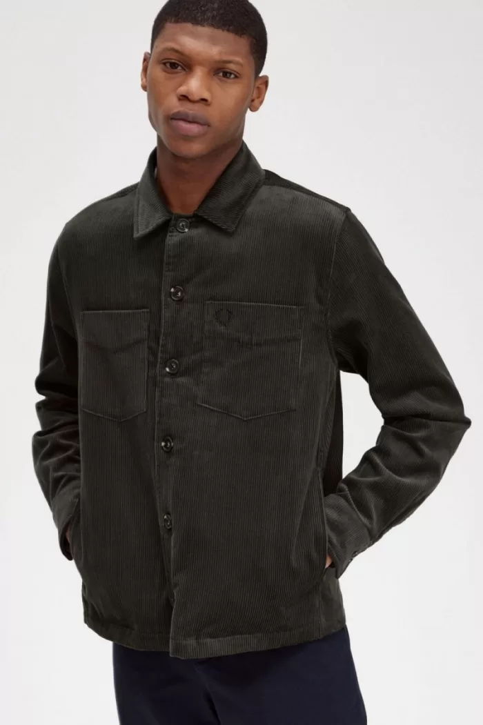 Fred Perry Cord Men’s Shirt Field Green UZNFW8130