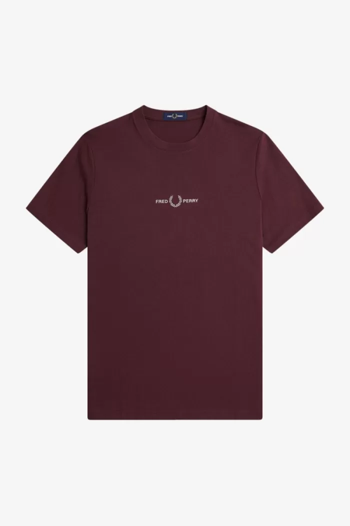 Fred Perry Embroidered Men’s T-Shirt Oxblood YGWQU0587