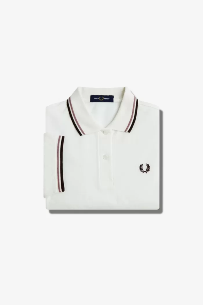 Fred Perry G3600 Women’s Shirt Snow White Dark Pink Burnt Tobacco QBOTL9150