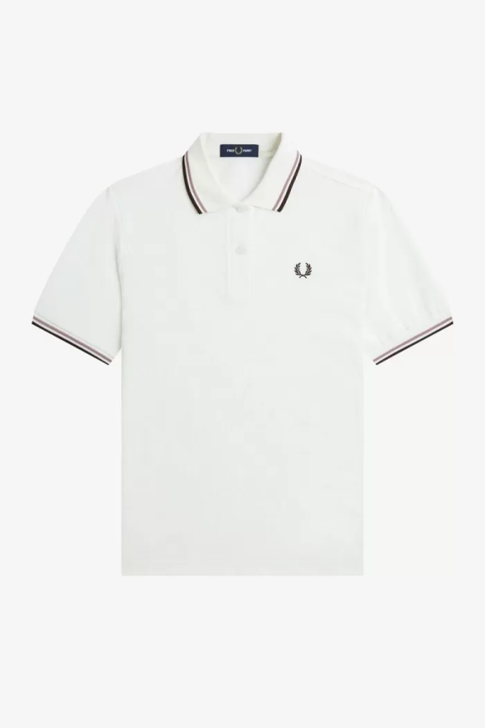 Fred Perry G3600 Women’s Shirt Snow White Dark Pink Burnt Tobacco QBOTL9150