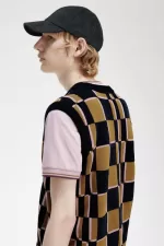 Fred Perry Glitch Chequerboard Men’s Tanks Brown Navy LDQXA4501