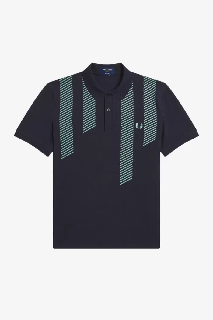 Fred Perry Glitch Stripe Men’s Polo Shirt Navy KRNAV7410