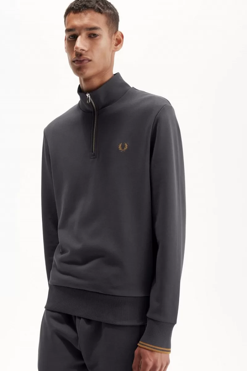 Fred Perry Half Zip Men’s Sweatshirts Anchor Grey Dark Coffee POLXB5109 Fred Perry Half Zip Men’s Sweatshirts Anchor Grey Dark Coffee POLXB5109