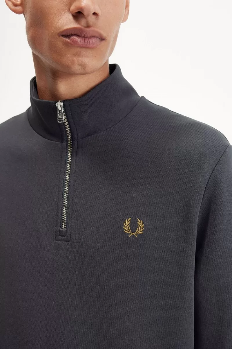 Fred Perry Half Zip Men’s Sweatshirts Anchor Grey Dark Coffee POLXB5109 Fred Perry Half Zip Men’s Sweatshirts Anchor Grey Dark Coffee POLXB5109