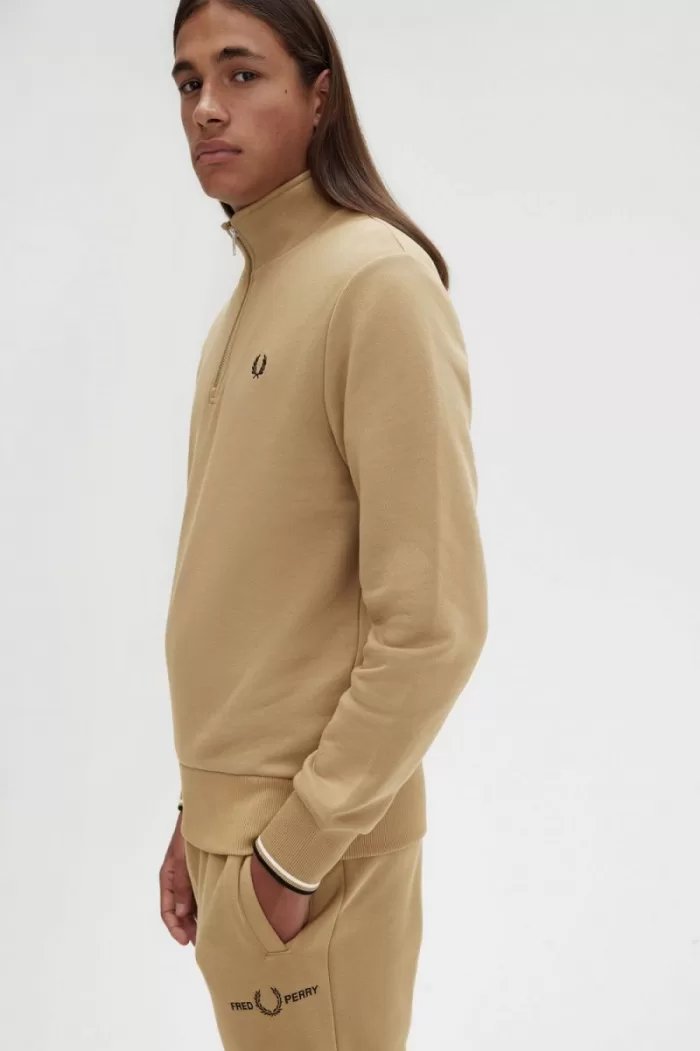 Fred Perry Half Zip Men’s Sweatshirts Green ADNVE2380
