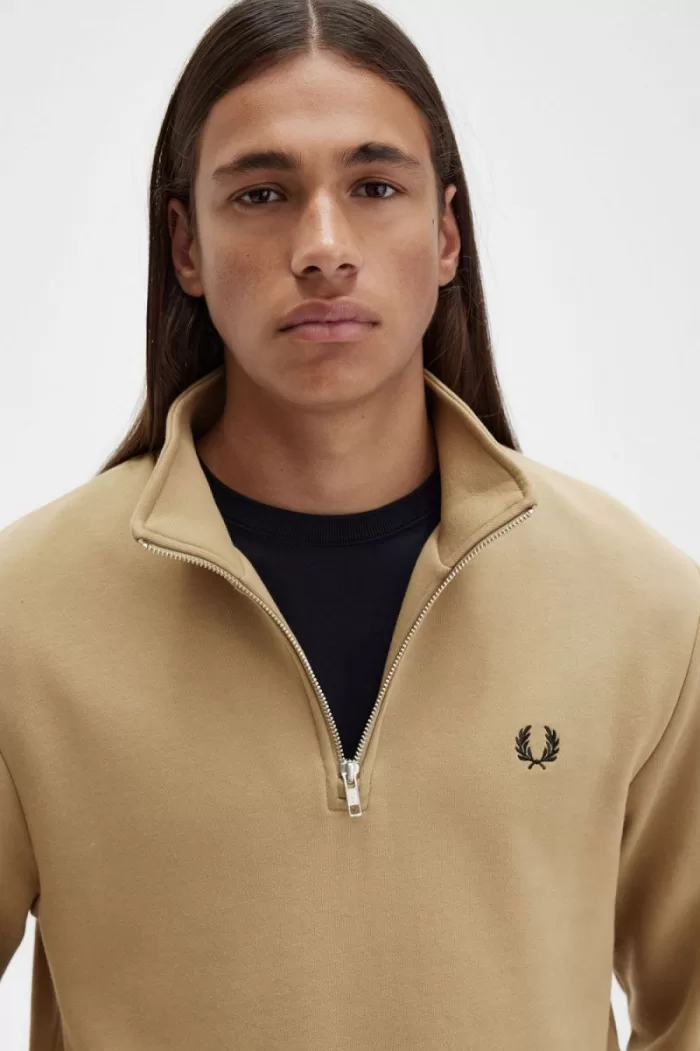 Fred Perry Half Zip Men’s Sweatshirts Green ADNVE2380