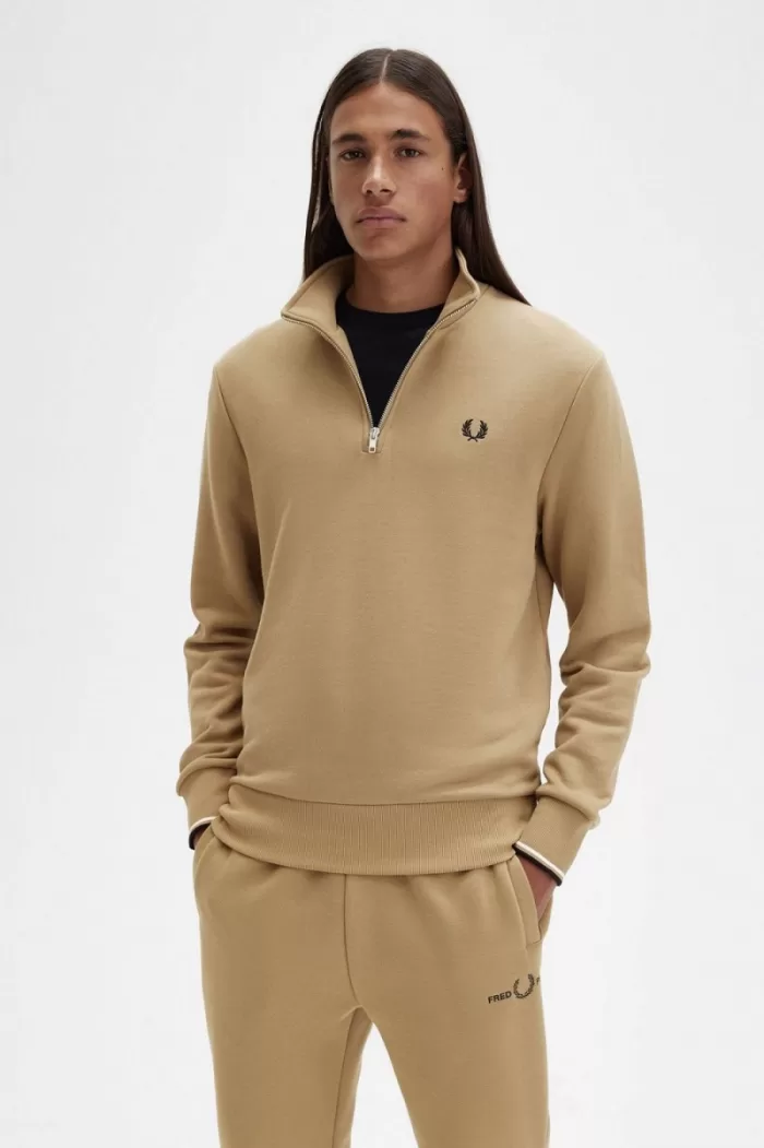 Fred Perry Half Zip Men’s Sweatshirts Green ADNVE2380