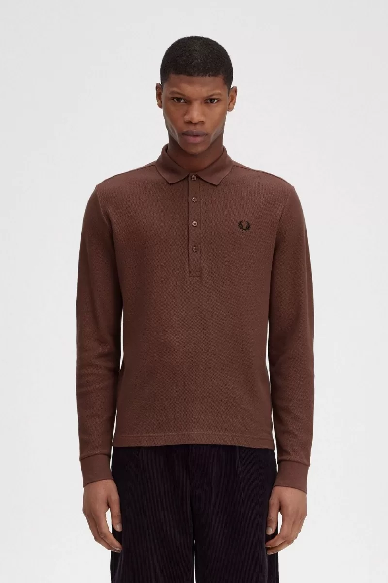 Fred Perry Honeycomb Cotton Long Sleeve  537 ZOOM - Fred Perry’s American Menswear: Where British Heritage Meets Stateside Cool