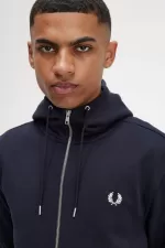 Fred Perry Hooded Zip Through Men’s Sweatshirts Navy PENVI1976