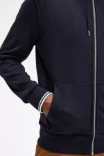 Fred Perry Hooded Zip Through Men’s Sweatshirts Navy PENVI1976