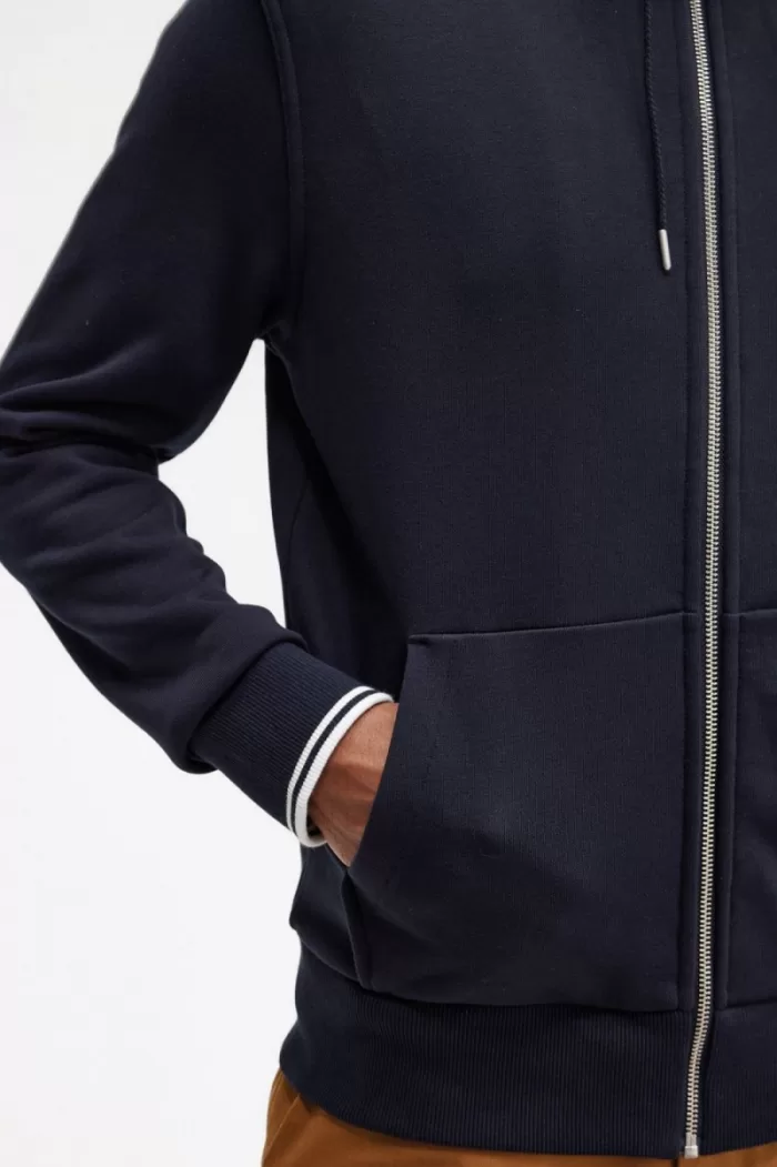 Fred Perry Hooded Zip Through Men’s Sweatshirts Navy PENVI1976