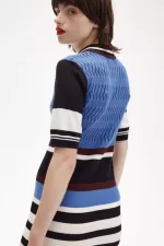 Fred Perry Jacquard Knitted Stripe Women’s Dress Twilight Blue QJMKX9468