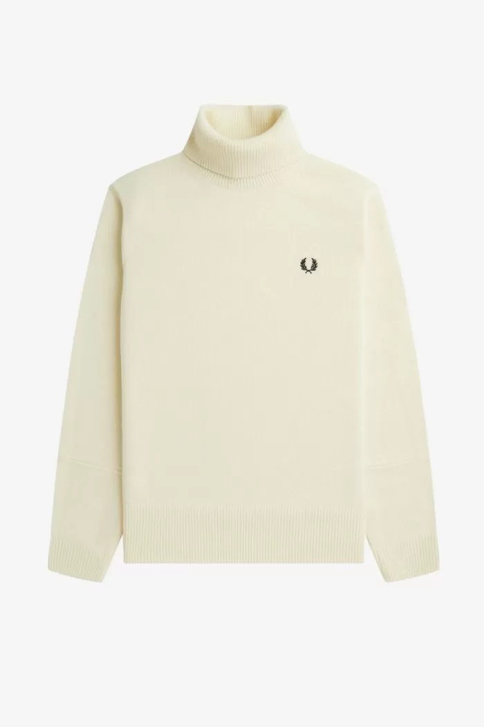 Fred Perry Knitted Roll Neck Men’s Jumper Beige VUJLQ3016