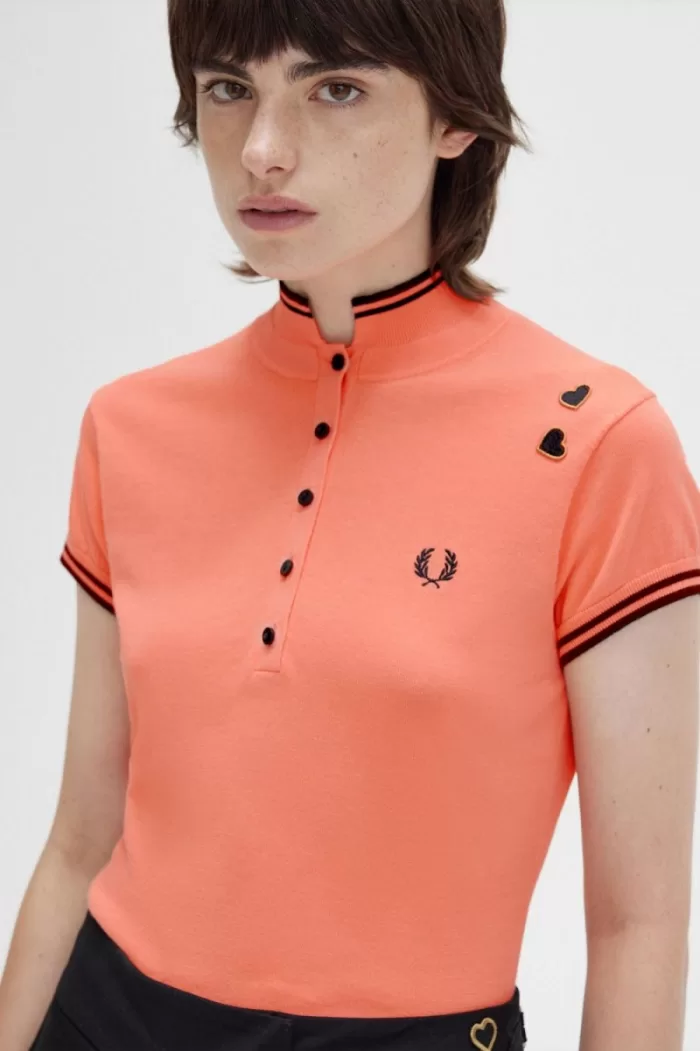 Fred Perry Knitted Women’s Shirt Coral Heat UJYVC8094