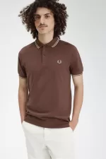 Fred Perry M3600 Men’s Shirt Dark Red Warm Grey IUZEV2361