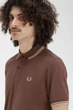 Fred Perry M3600 Men’s Shirt Dark Red Warm Grey IUZEV2361