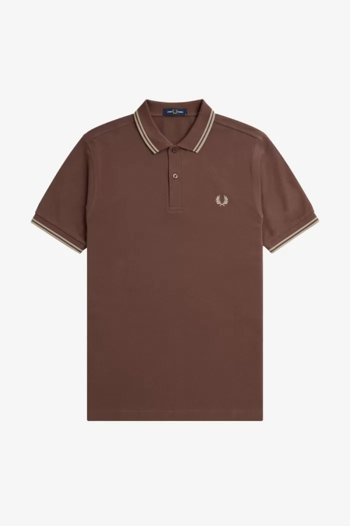 Fred Perry M3600 Men’s Shirt Dark Red Warm Grey IUZEV2361