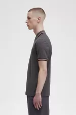 Fred Perry M3600 Men’s Shirt Gunmetal Coral Heat Black WKXNA7809