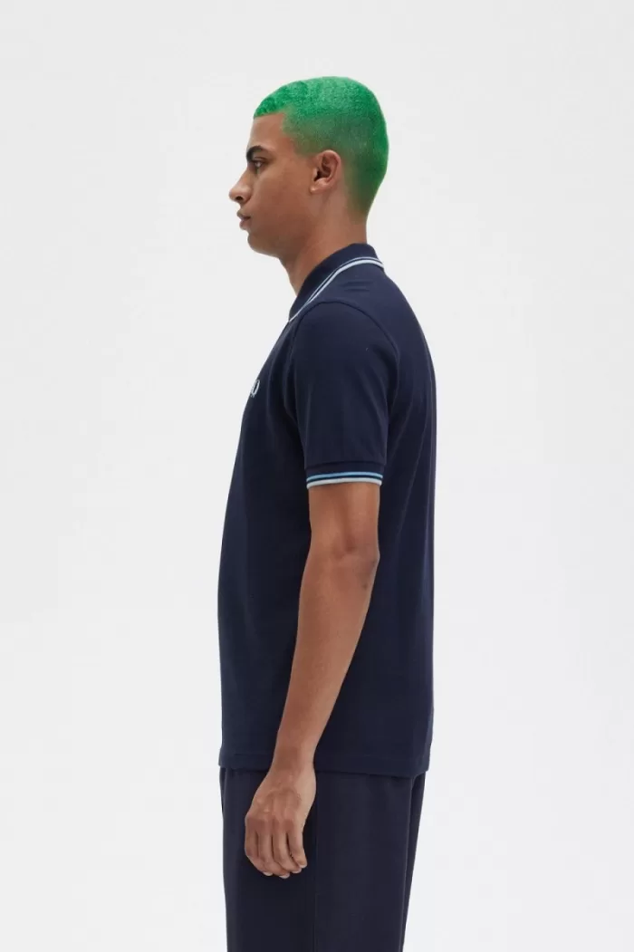 Fred Perry M3600 Men’s Shirt Navy Soft Blue Silver Blue FOZDN5063