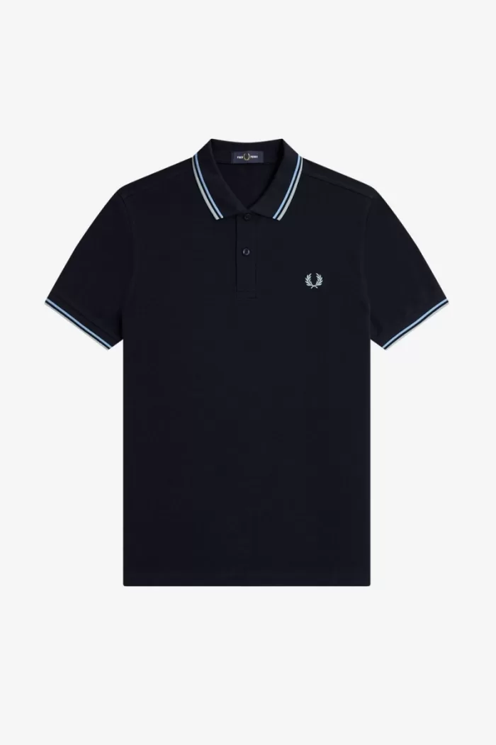 Fred Perry M3600 Men’s Shirt Navy Soft Blue Silver Blue FOZDN5063
