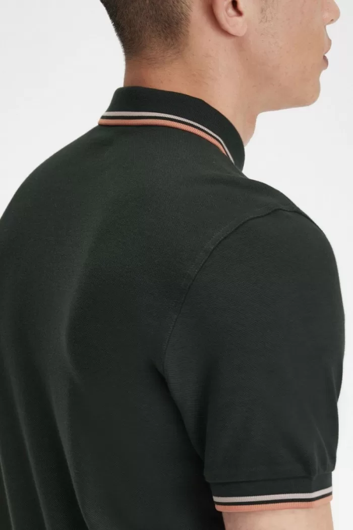 Fred Perry M3600 Men’s Shirt Night Green Warm Grey Light Rust SHAYV7104
