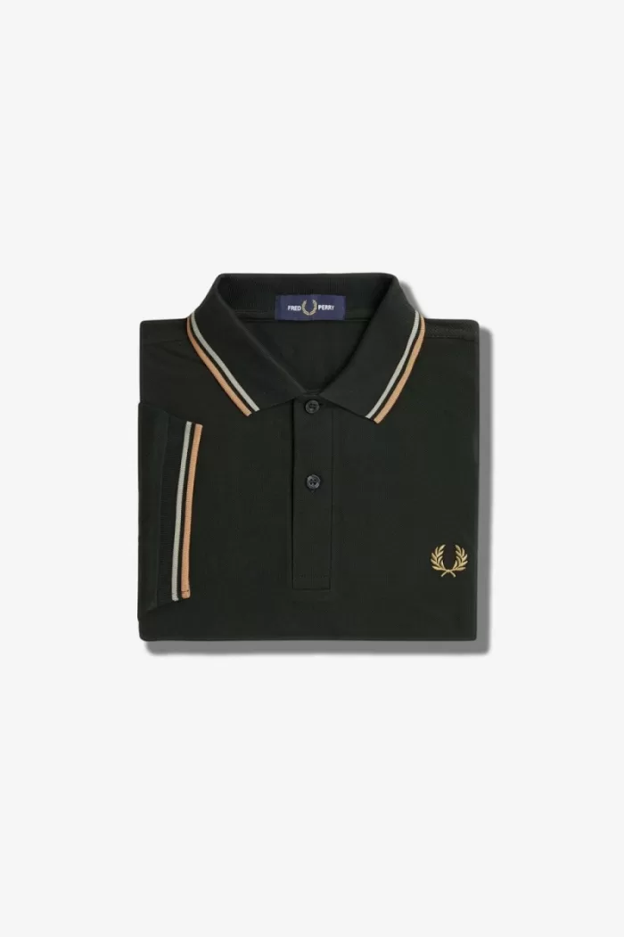 Fred Perry M3600 Men’s Shirt Night Green Warm Grey Light Rust SHAYV7104