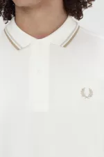 Fred Perry M3600 Men’s Shirt Snow White Oatmeal Green FERGX5814