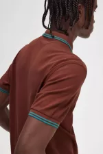 Fred Perry M3600 Men’s Shirt Whisky Brown Deep Mint Deep Mint LUAXM4790