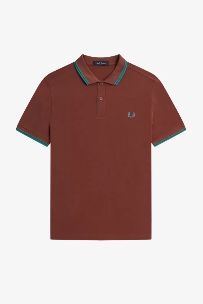 Fred Perry M3600 Men’s Shirt Whisky Brown Deep Mint Deep Mint LUAXM4790