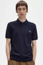 Fred Perry M6000 Men’s Shirt Navy Deep Mint HWQRN8309