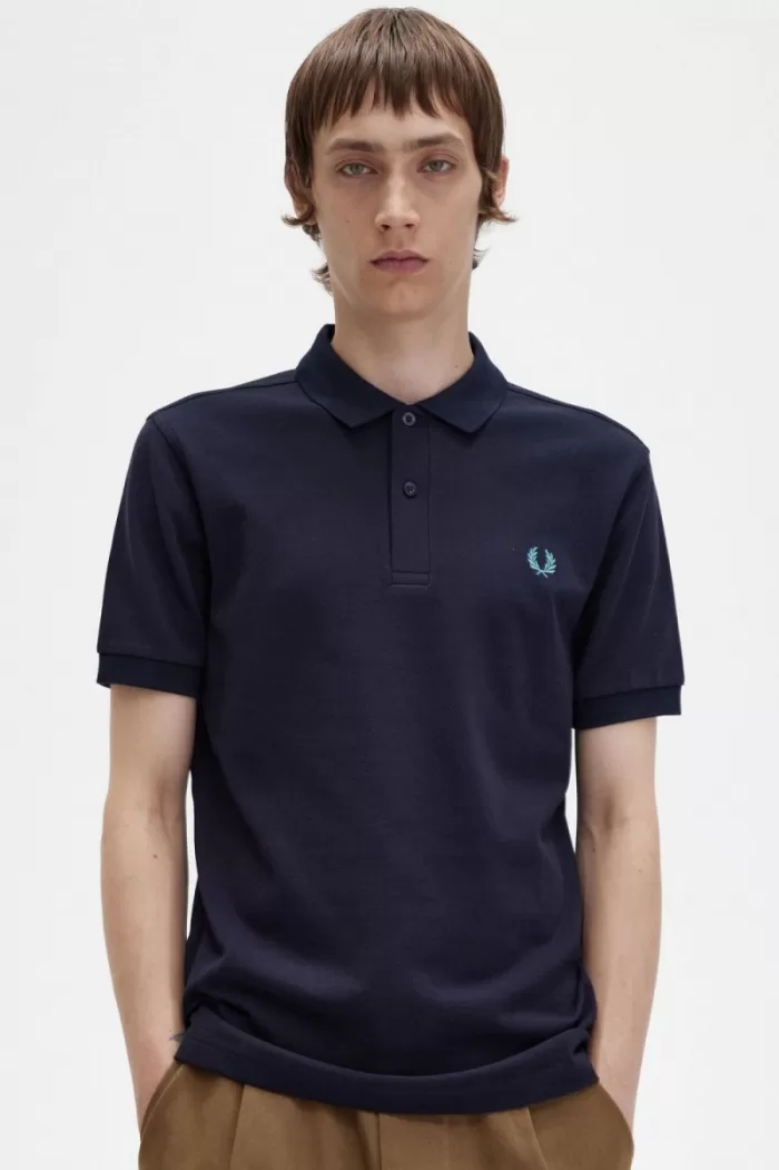 Fred Perry M6000 Men’s Shirt Navy Deep Mint HWQRN8309