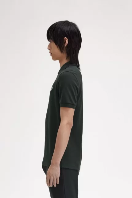Fred Perry M6000 Men’s Shirt Night Green Snow White HUZYV6127