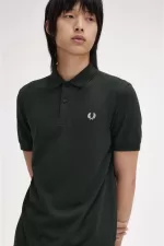 Fred Perry M6000 Men’s Shirt Night Green Snow White HUZYV6127