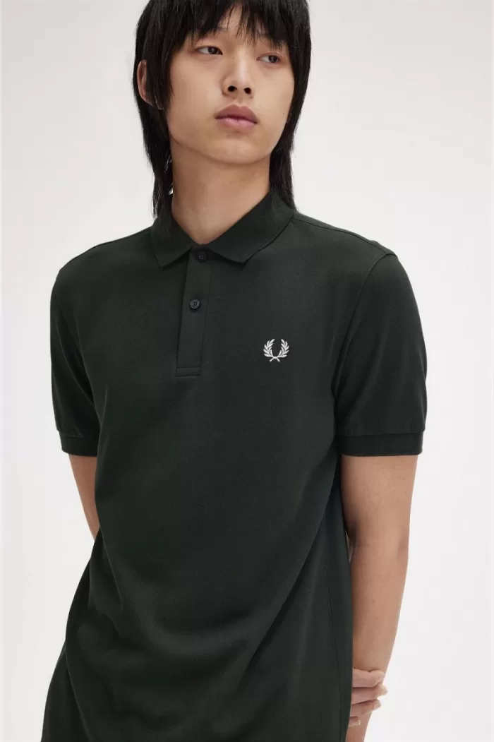 Fred Perry M6000 Men’s Shirt Night Green Snow White HUZYV6127