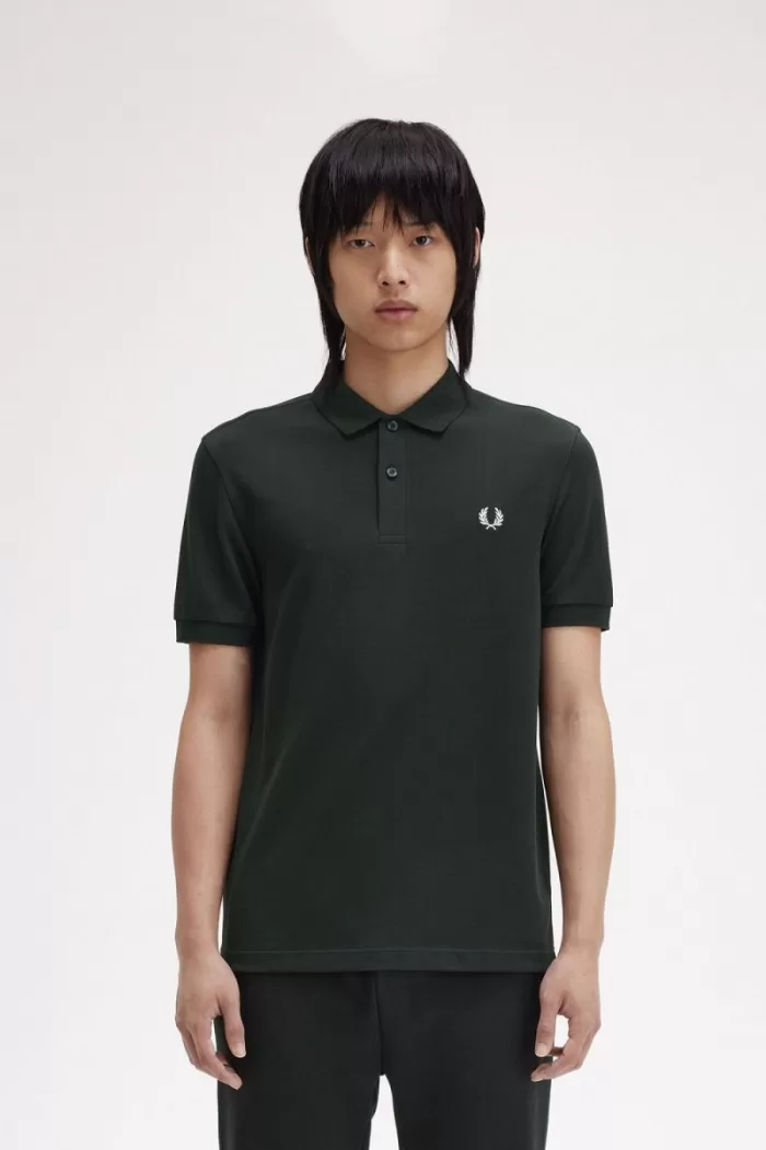 Fred Perry M6000 Men’s Shirt Night Green Snow White HUZYV6127