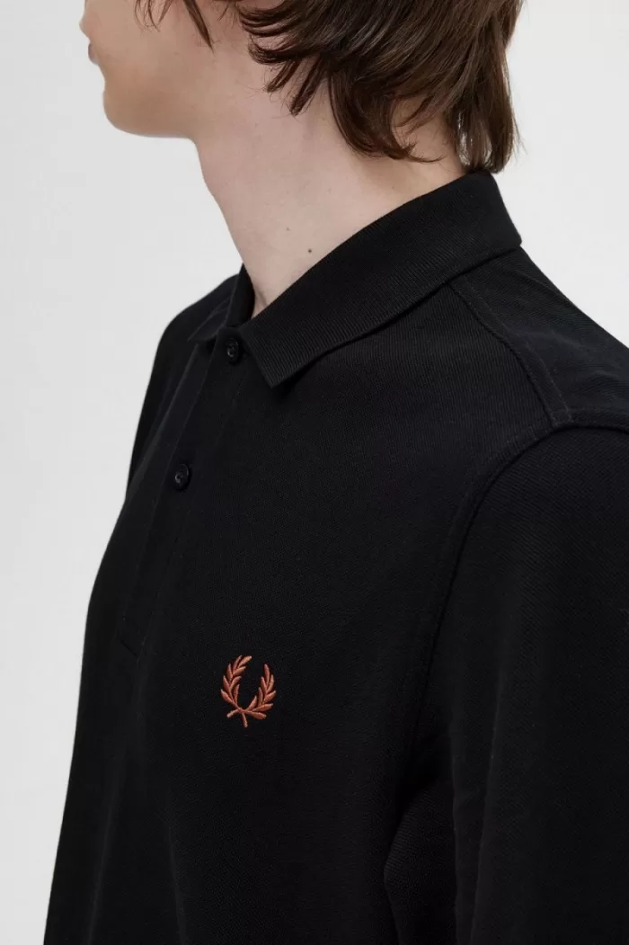 Fred Perry M6006 Men’s Shirt Black Whisky Brown MAVFG2073