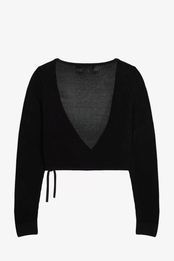 Fred Perry Open-Knit Wrap Women’s Cardigan Black HLIND2803