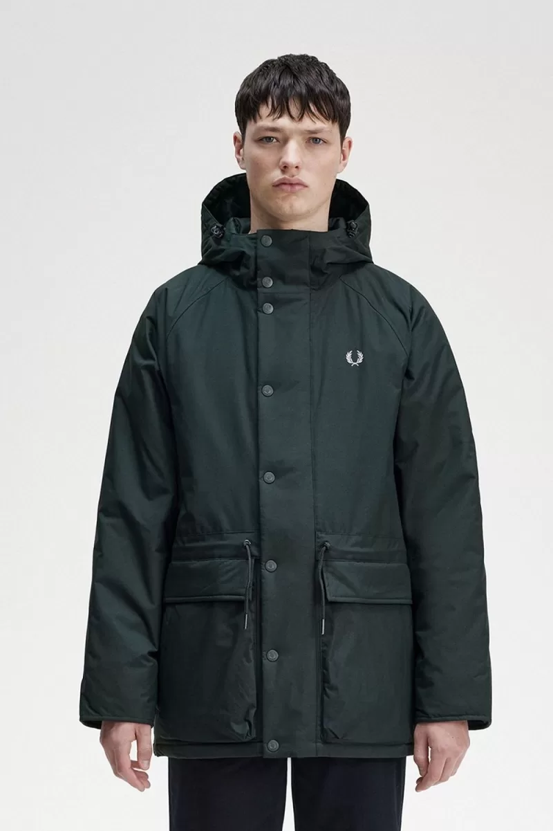 Fred Perry Padded Zip Through Mens Jacke 278 ZOOM - Fred Perry Padded Zip Through Men's Jackets Night Green JVBXT3651