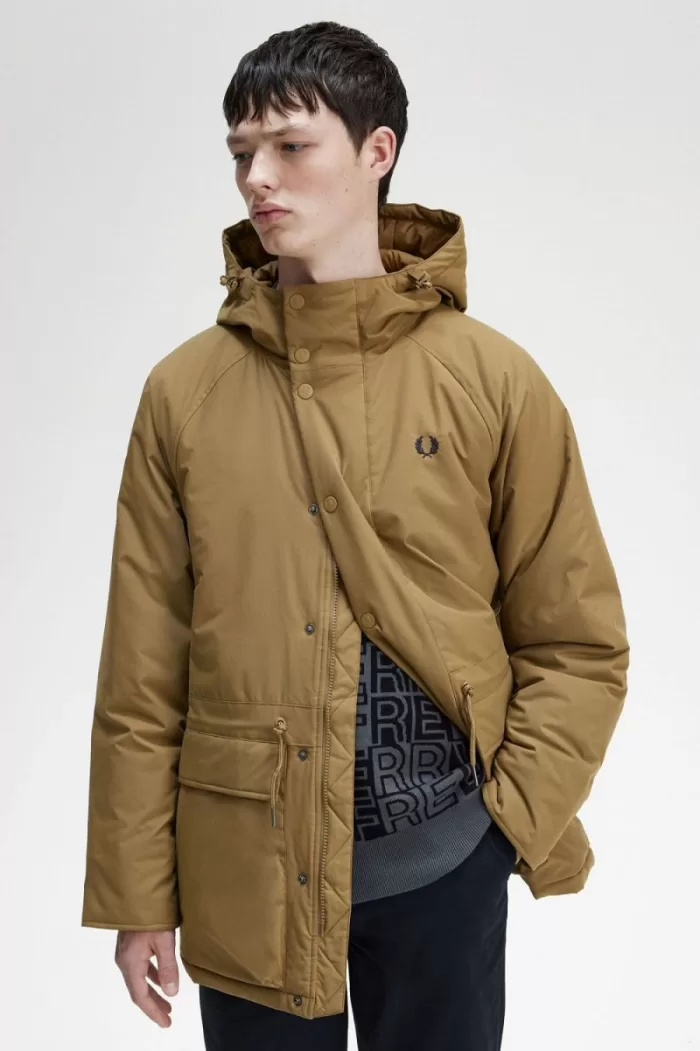 Fred Perry Padded Zip Through Men’s Jackets Brown ZXTHJ9012