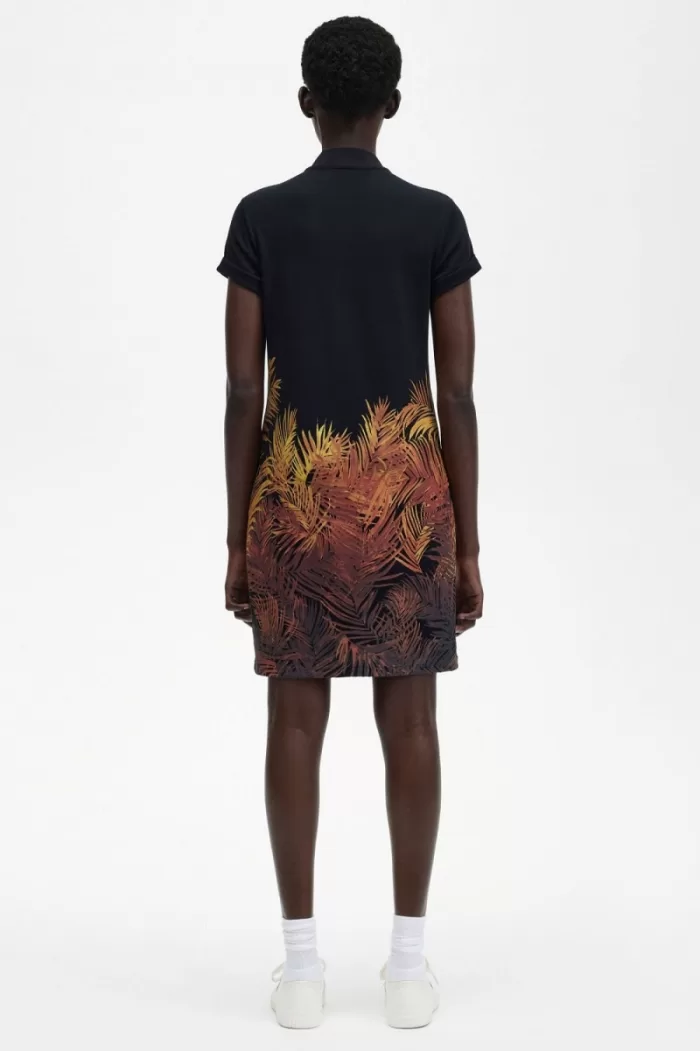 Fred Perry Palm Print Piqué Women’s Dress Black AGOWR8546