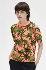 Fred Perry Palm Print Women’s Jumper Coral Heat HFKNR9205
