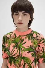 Fred Perry Palm Print Women’s Jumper Coral Heat HFKNR9205