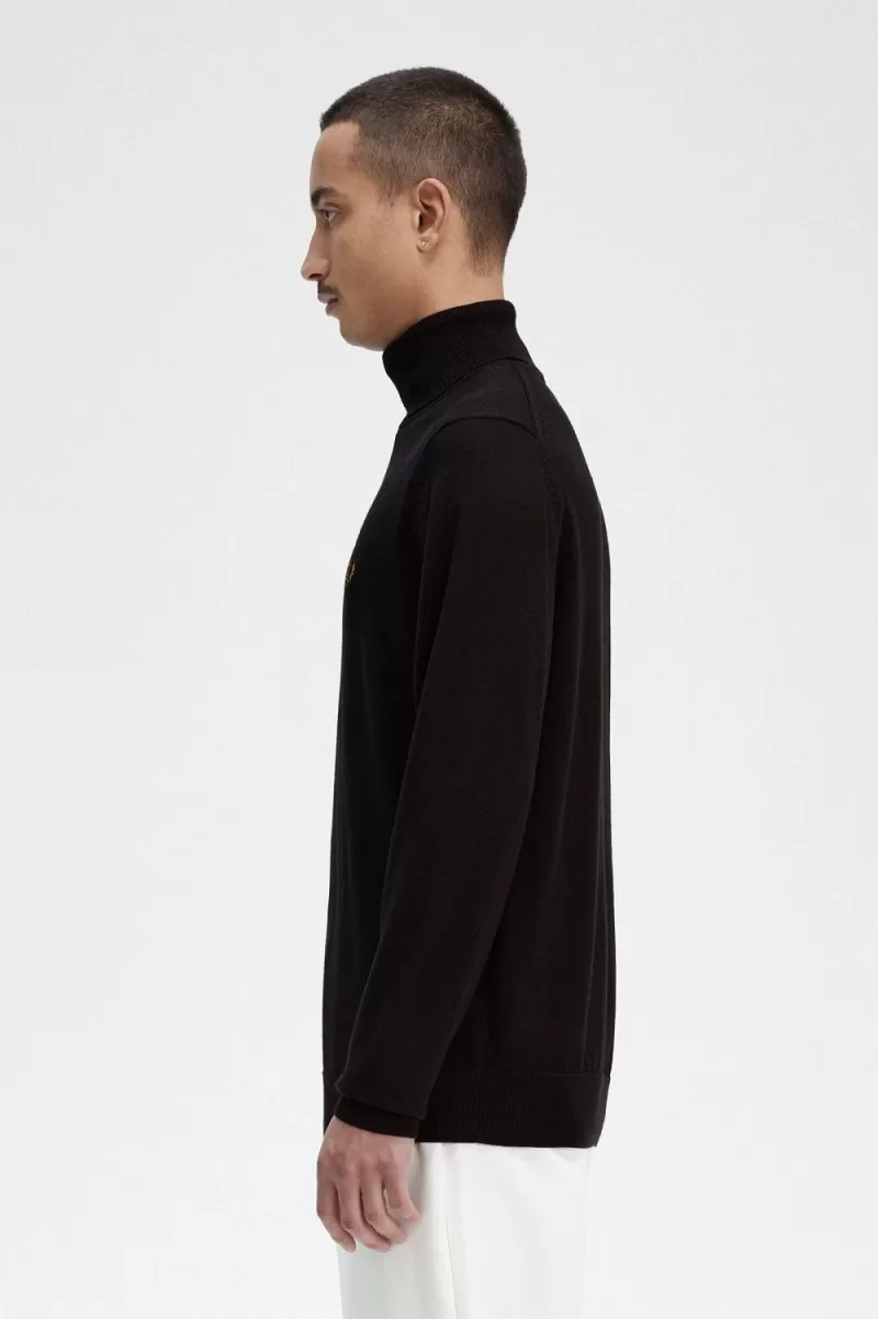 Fred Perry Roll Neck Mens Jumper Navy  P 530 1 ZOOM - Fred Perry Roll Neck Men's Jumper Navy PVTOC1962