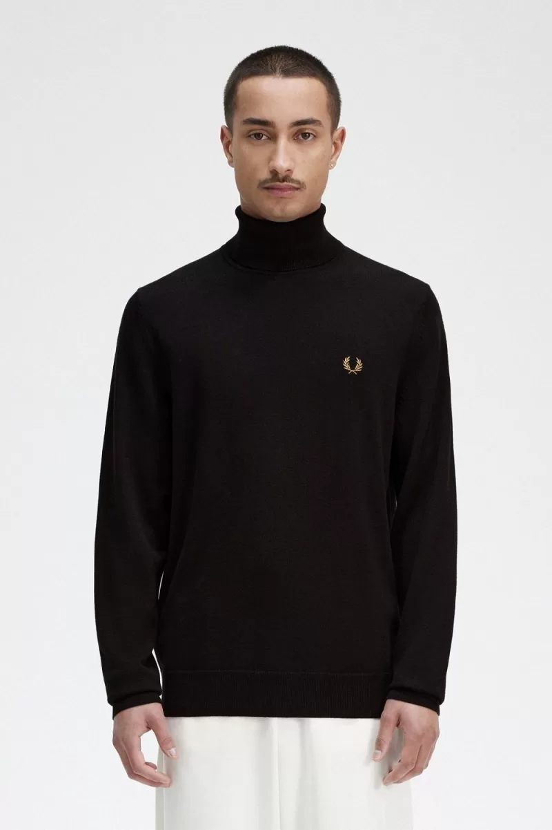 Fred Perry Roll Neck Mens Jumper Navy  P 530 ZOOM - Fred Perry Roll Neck Men's Jumper Navy PVTOC1962